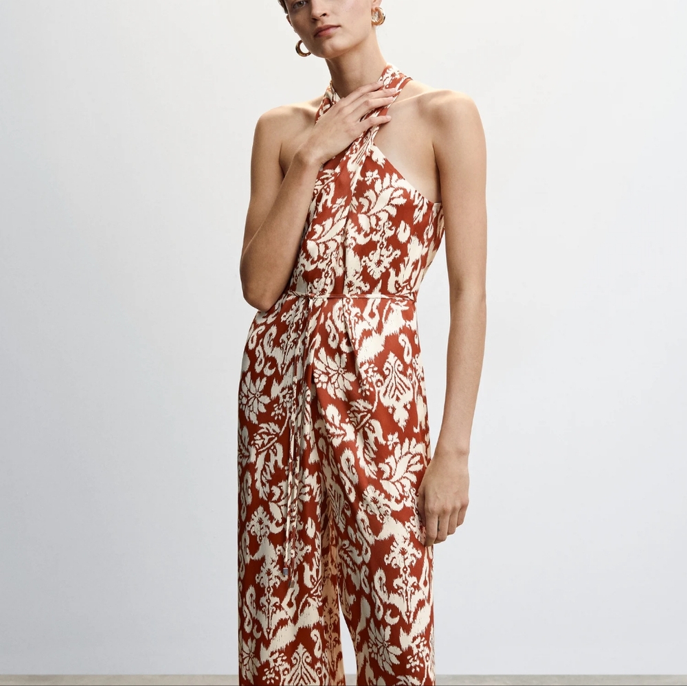 Mango Bow wrap jumpsuit S